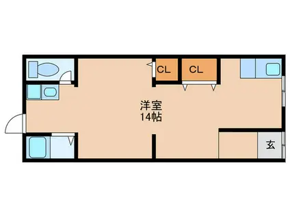 クラップ(ワンルーム/1階)の間取り写真