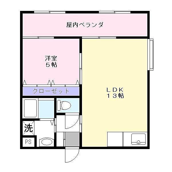 第2コーポ江頭(1LDK/1階)の間取り写真