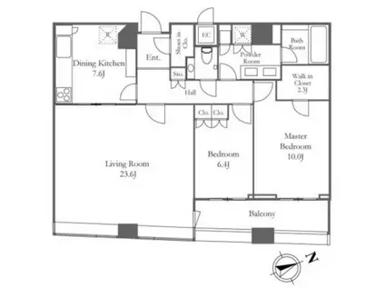 パークコート赤坂ザタワー(2LDK/40階)の間取り写真