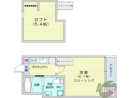 NORDISK NAGAMACHI(1K/2階)の間取り写真