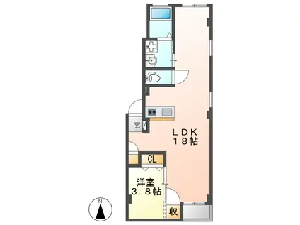 グランレーヴ東別院ウエスト(1LDK/1階)の間取り写真