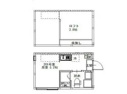 AXIS青砥(ワンルーム/2階)の間取り写真