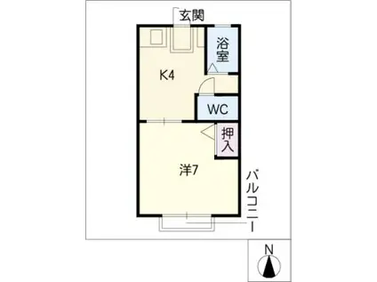 アメニティ10(1K/1階)の間取り写真