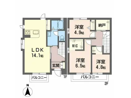メゾン花畠(3LDK/1階)の間取り写真