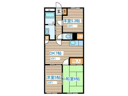 ハイブリッドレジデンスVII(3DK/2階)の間取り写真