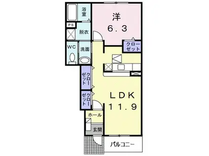 ノルテ フロレスタII(1LDK/1階)の間取り写真