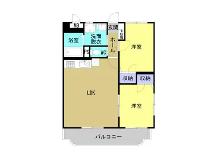 サワーオレンジII(2LDK/3階)の間取り写真