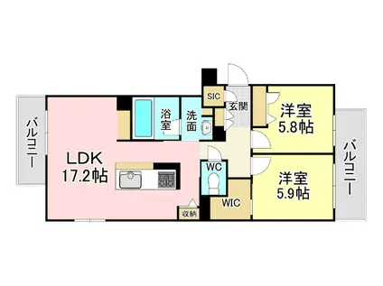 ベレオ青葉(2LDK/3階)の間取り写真
