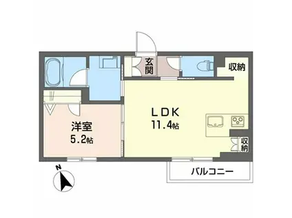 シャーメゾンプラス城南(1LDK/2階)の間取り写真