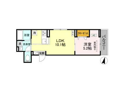 セレスティア上十条(1LDK/2階)の間取り写真