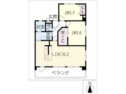 シンフォニー(2LDK/2階)の間取り写真