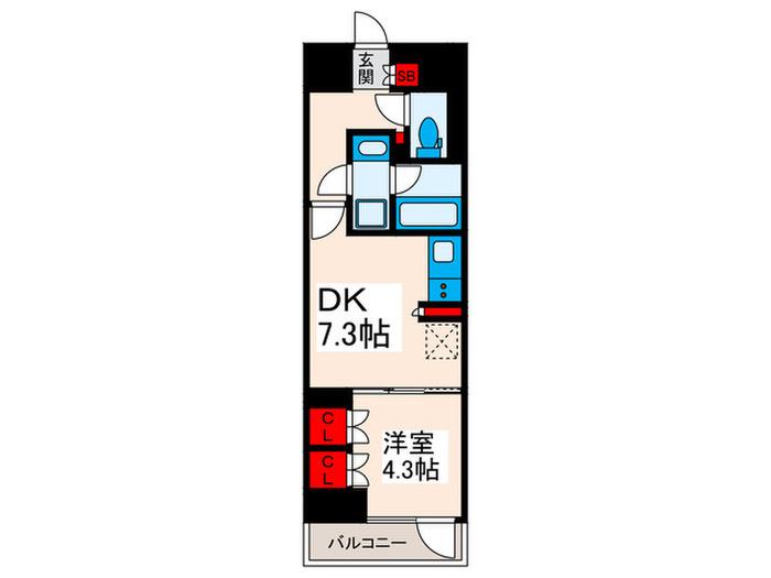 スプランディッド西日暮里(1DK/3階)の間取り写真