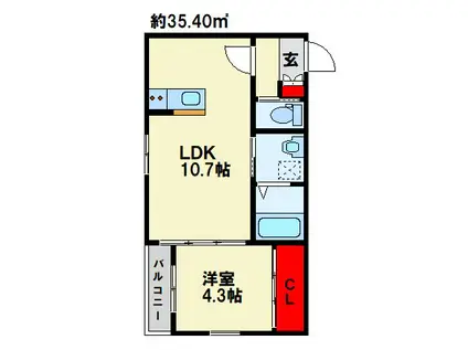 BRAVE BASE 遠賀 ノース(1LDK/1階)の間取り写真