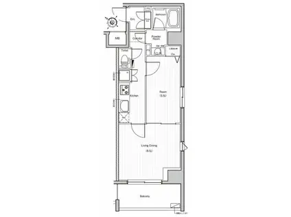 プレミアムキューブ日本橋浜町(1LDK/2階)の間取り写真