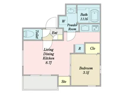 LINOA栄生(1LDK/1階)の間取り写真