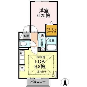 レクスト下方(1LDK/2階)の間取り写真