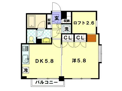 ブラソム八百屋町(1DK/5階)の間取り写真