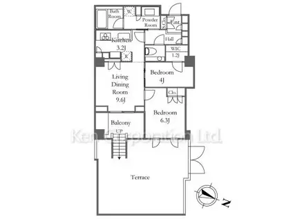 グランスイート広尾(2LDK/1階)の間取り写真