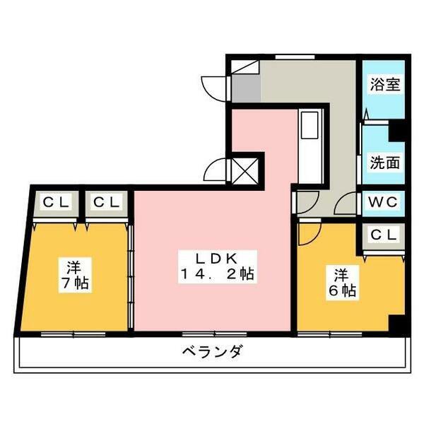 BM TAKAOKA(2LDK/6階)の間取り写真