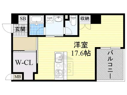 少路パークレジデンス(ワンルーム/1階)の間取り写真