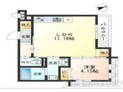 トレランシア吹田千里丘(1LDK/3階)の間取り写真