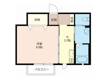 パティオ桜道(1K/2階)の間取り写真