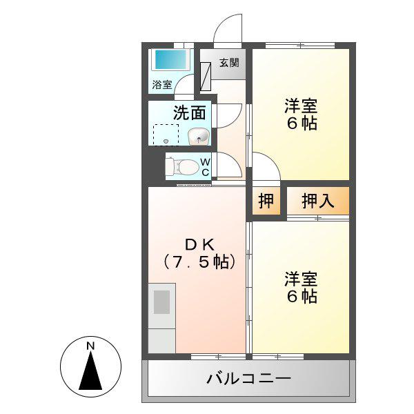 コーポさいとう(2DK/2階)の間取り写真