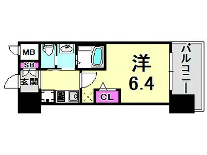 エステムコート神戸ハーバーランド前VIIレーベル(1K/14階)の間取り写真