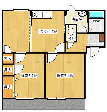 フレグランス渡村(3DK/1階)の間取り写真