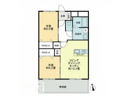 OKAマンション(2LDK/1階)の間取り写真