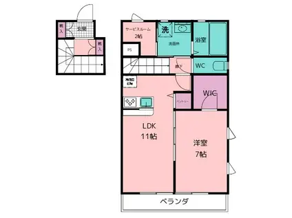 メゾン・リシェス(1SLDK/2階)の間取り写真