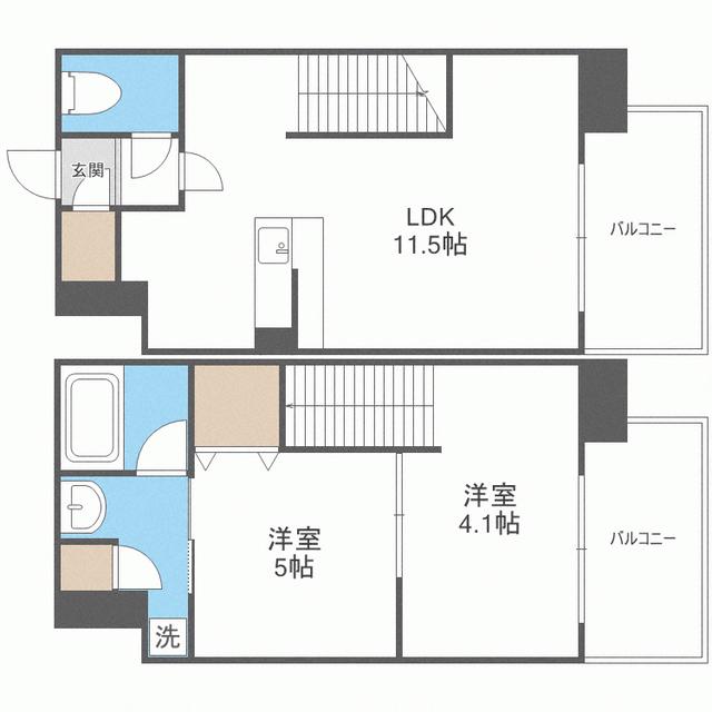MODERN PALAZZO博多駅南AXIA(2LDK/6階)の間取り写真