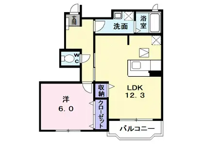 ロイヤルヒルズ高松(1LDK/1階)の間取り写真
