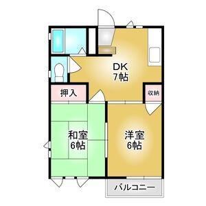 ベルクハイツII(2DK/1階)の間取り写真