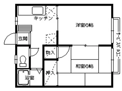 レジデンスサトウA(2K/1階)の間取り写真