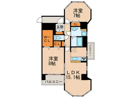 ポンプルムース(2LDK/6階)の間取り写真