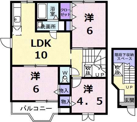 クレストールJ&N(3LDK/2階)の間取り写真