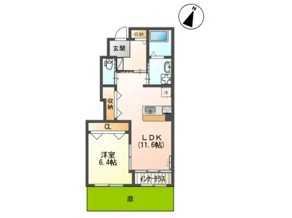 カレラ大津(1LDK/1階)の間取り写真
