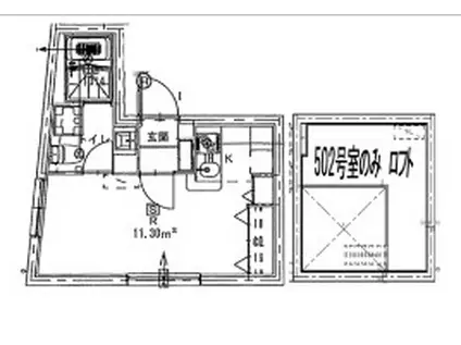 カサブランカ上野入谷(ワンルーム/5階)の間取り写真
