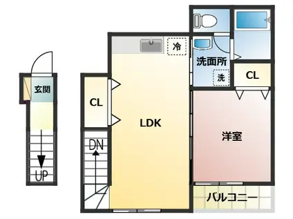TJ水尻A(1LDK/2階)の間取り写真