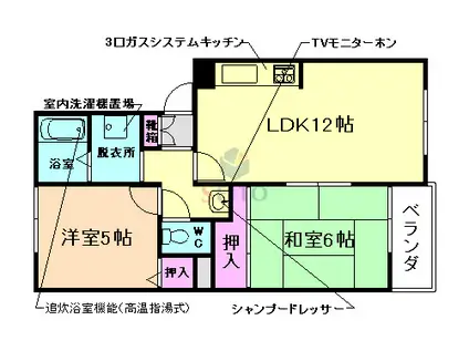 アスティ服部西(2LDK/2階)の間取り写真