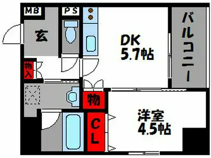 モダンパラッツォ九大医学部前(1DK/8階)の間取り写真