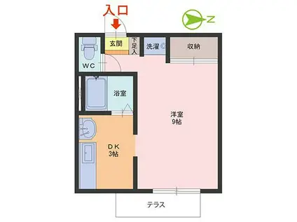 リバティハウス二の宮(1DK/1階)の間取り写真