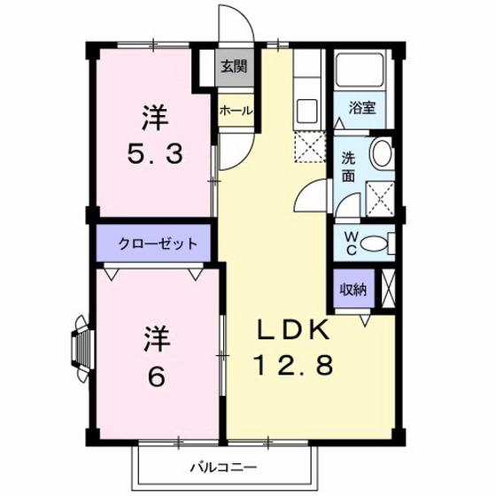ニューシティアルカディア(2LDK/2階)の間取り写真