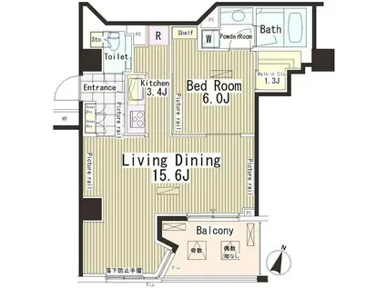 PARK AXIS EBISU (1LDK/2階)の間取り写真