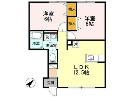 ハロータウンT&M(2LDK/1階)の間取り写真