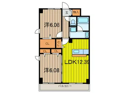 パークレジデンス(2LDK/3階)の間取り写真