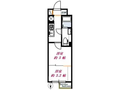 グローリオシェルト武蔵小杉II(1DK/4階)の間取り写真