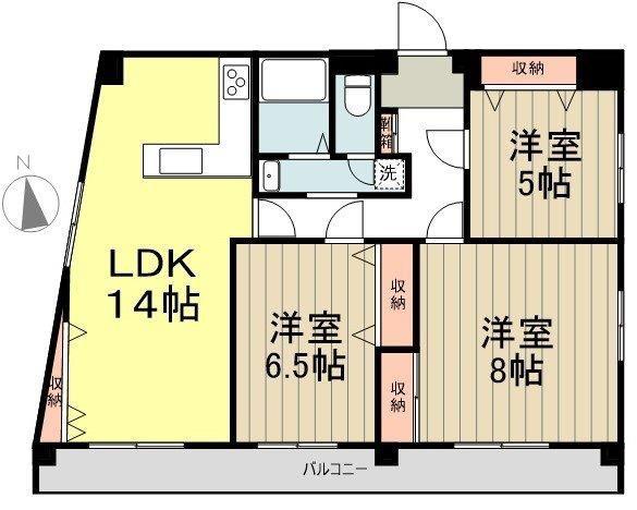 大谷ビル(3LDK/3階)の間取り写真
