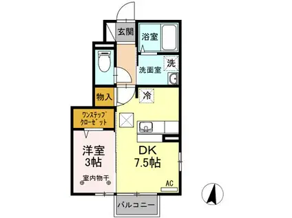 T-ルーム中角 I(1DK/1階)の間取り写真